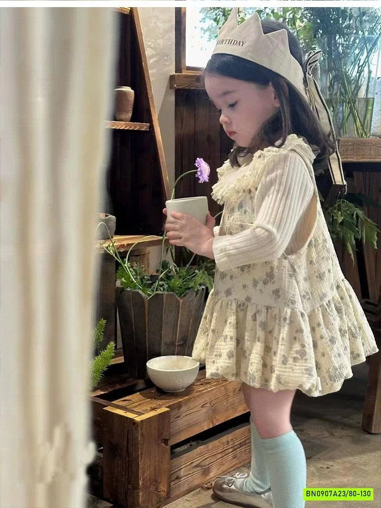 SÉT ÁO CỔ REN MIX VÁY BÍ HOA