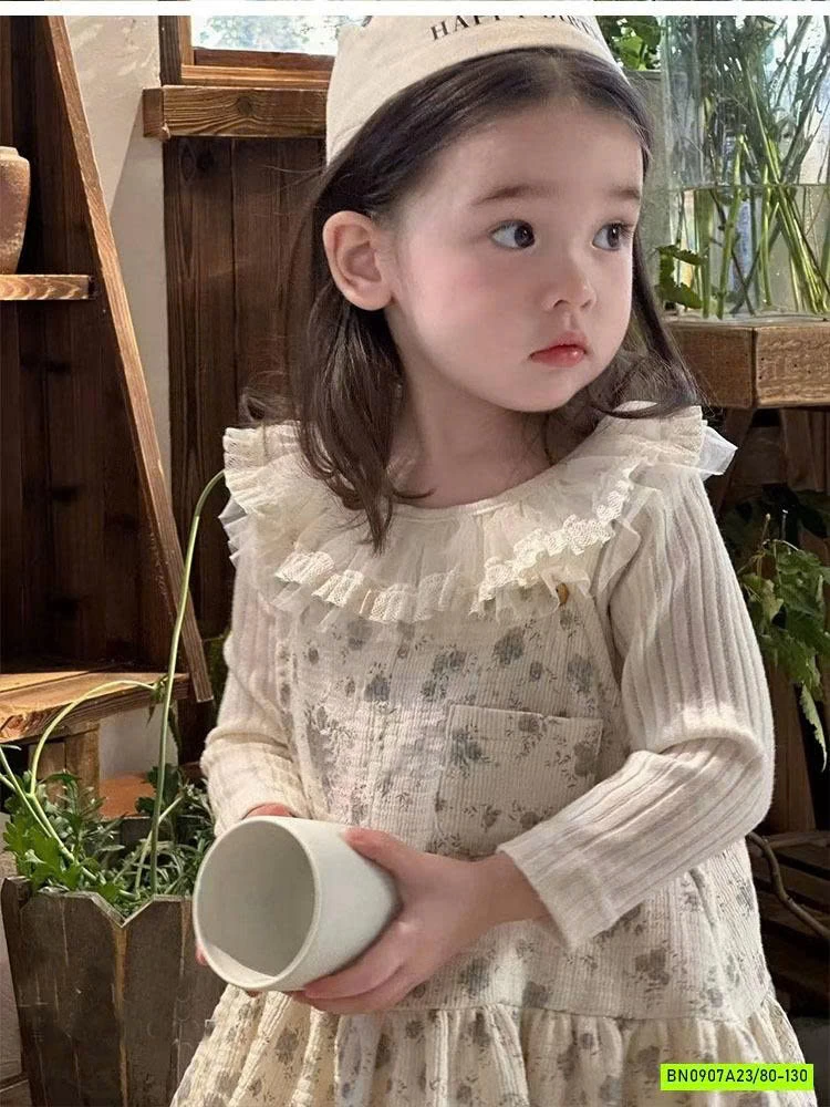 SÉT ÁO CỔ REN MIX VÁY BÍ HOA