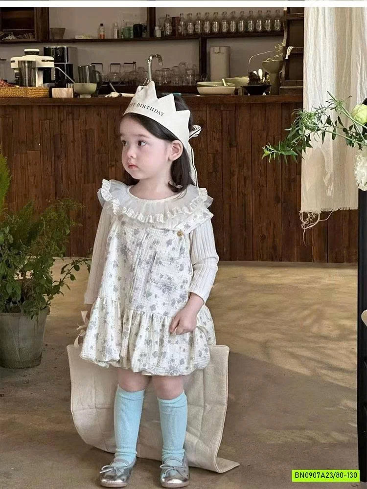 SÉT ÁO CỔ REN MIX VÁY BÍ HOA