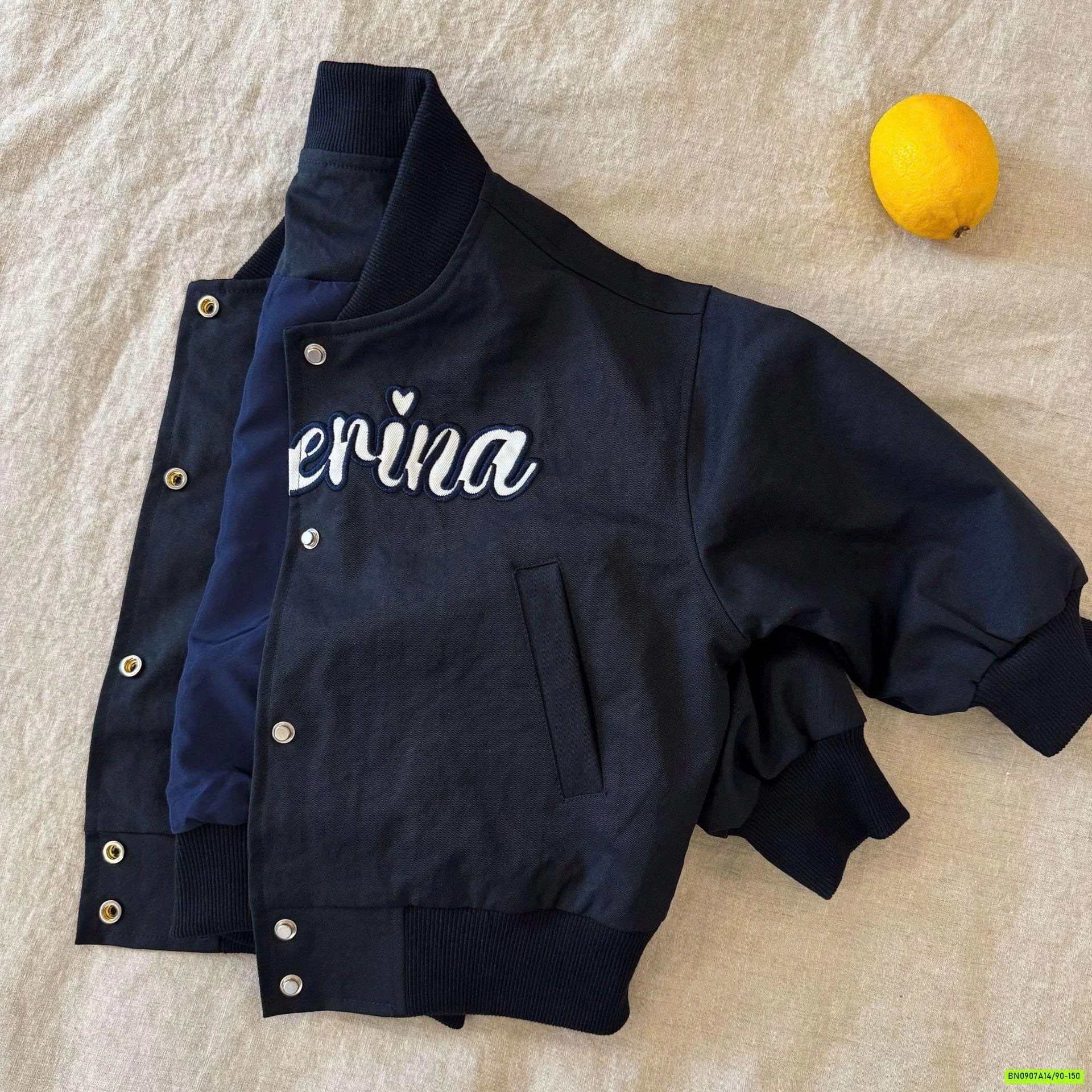 BOMBER THÊU CHỮ XANH THAN