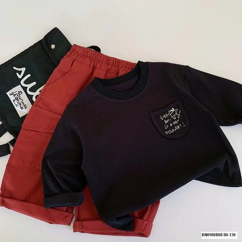 ÁO THUN DÀI TAY TÚI NGỰC IN CHỮ