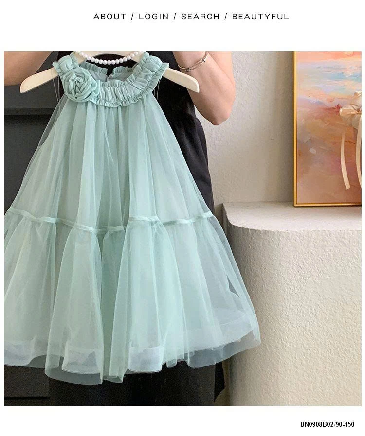 VÁY CÔNG CHÚA CỔ YẾM ĐÍNH HOA