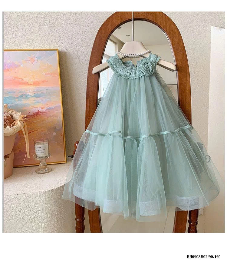 VÁY CÔNG CHÚA CỔ YẾM ĐÍNH HOA