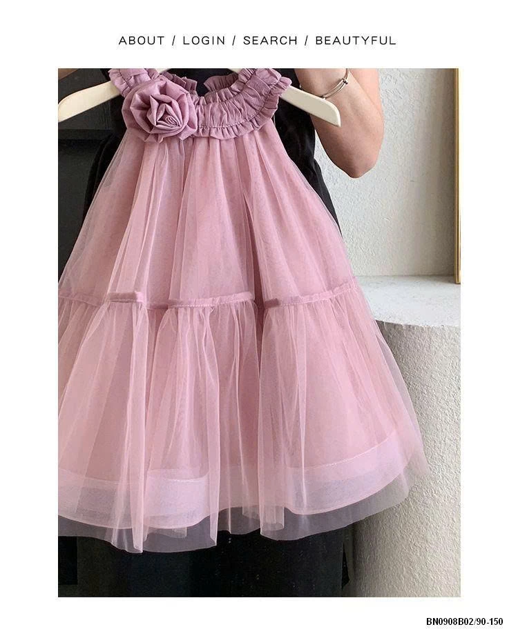 VÁY CÔNG CHÚA CỔ YẾM ĐÍNH HOA