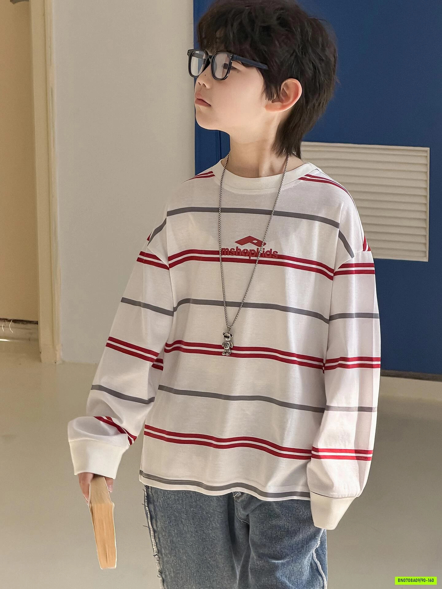 ÁO THUN PHỐI KẺ ĐỎ MSHOPKIDS
