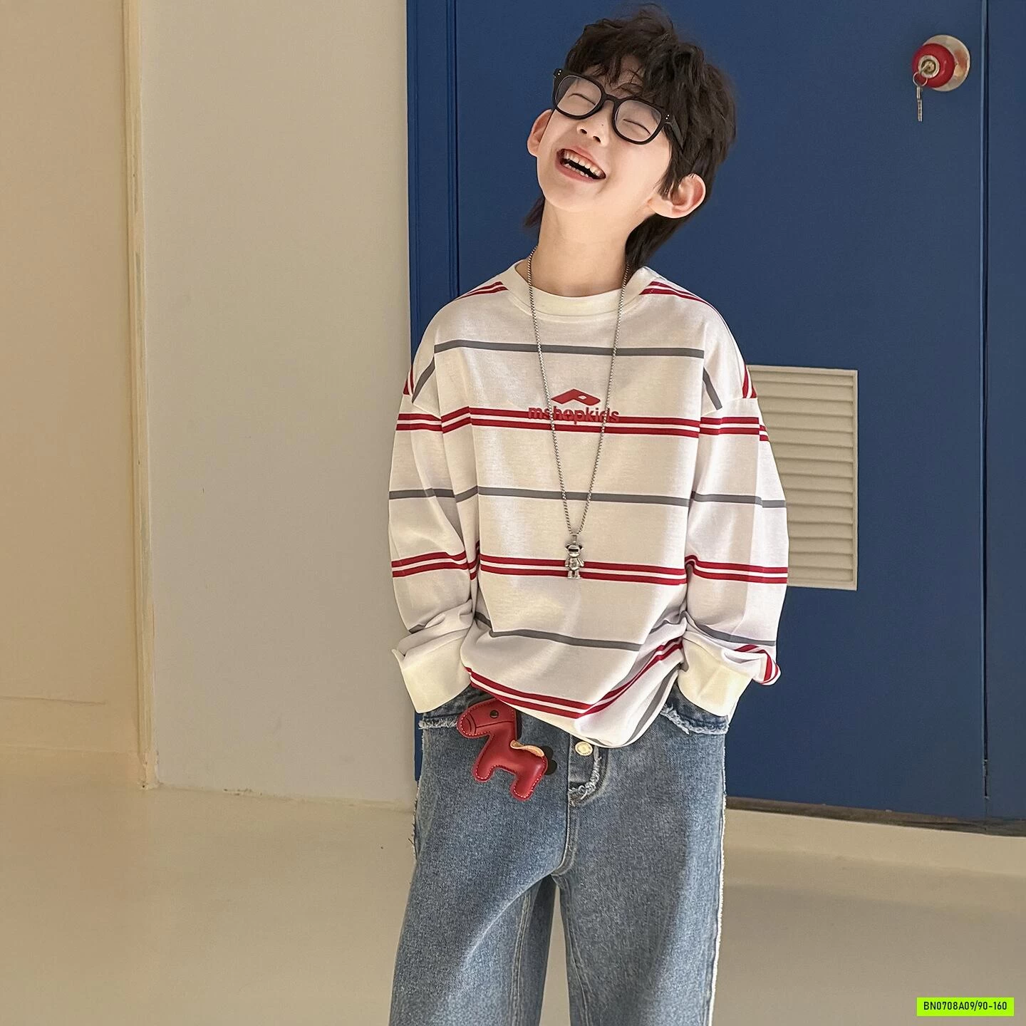 ÁO THUN PHỐI KẺ ĐỎ MSHOPKIDS