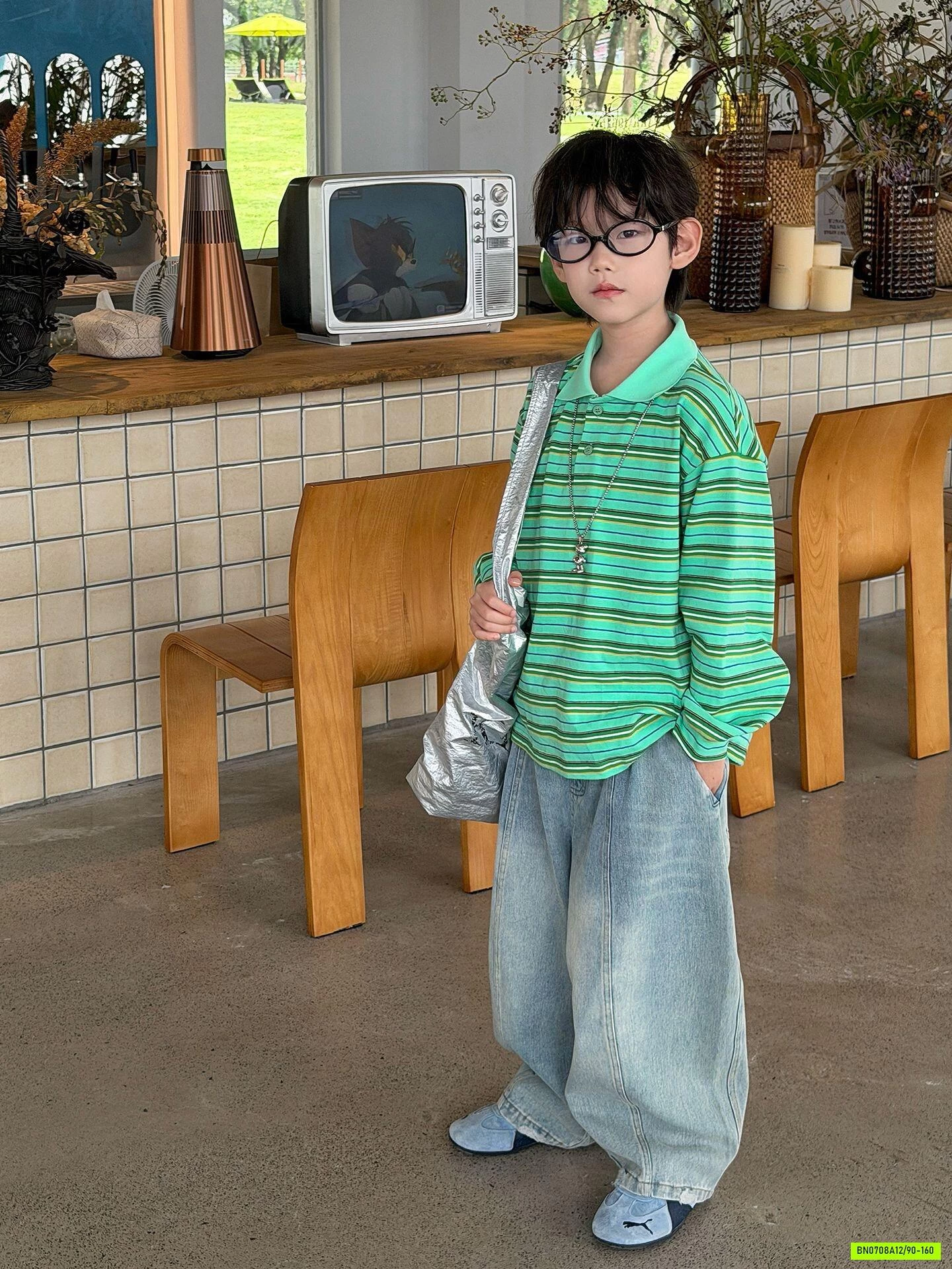 POLO XANH KẺ MSHOPKIDS