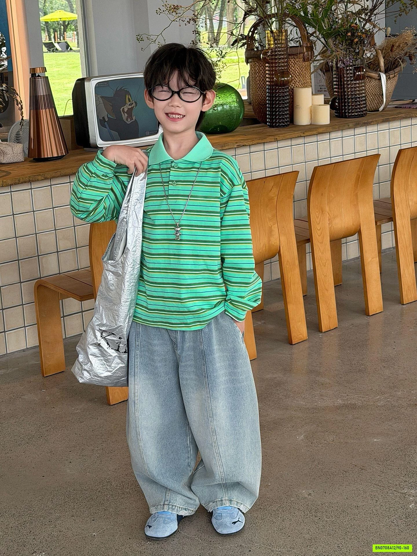 POLO XANH KẺ MSHOPKIDS