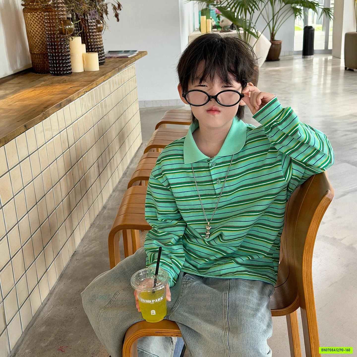 POLO XANH KẺ MSHOPKIDS