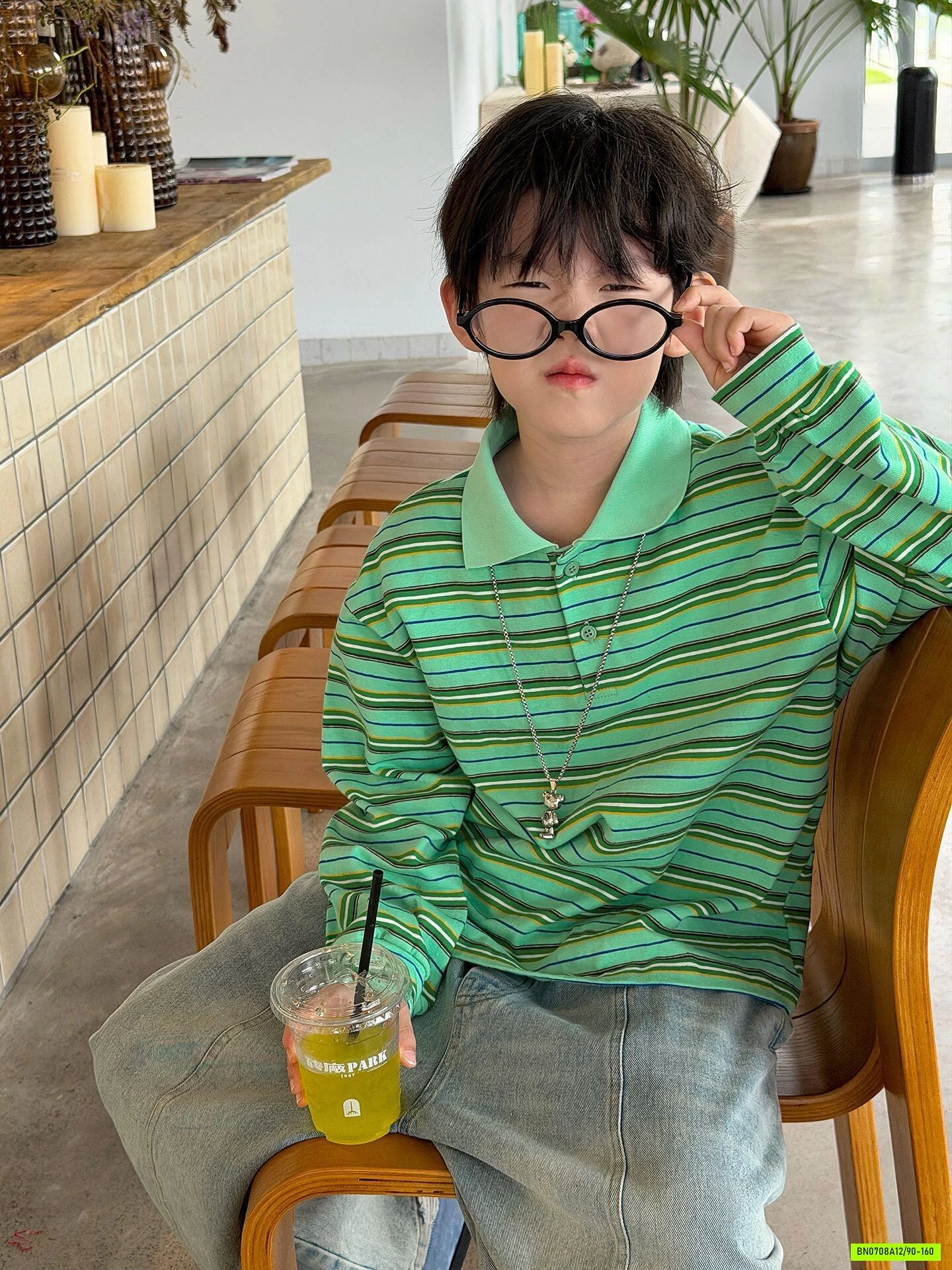 POLO XANH KẺ MSHOPKIDS