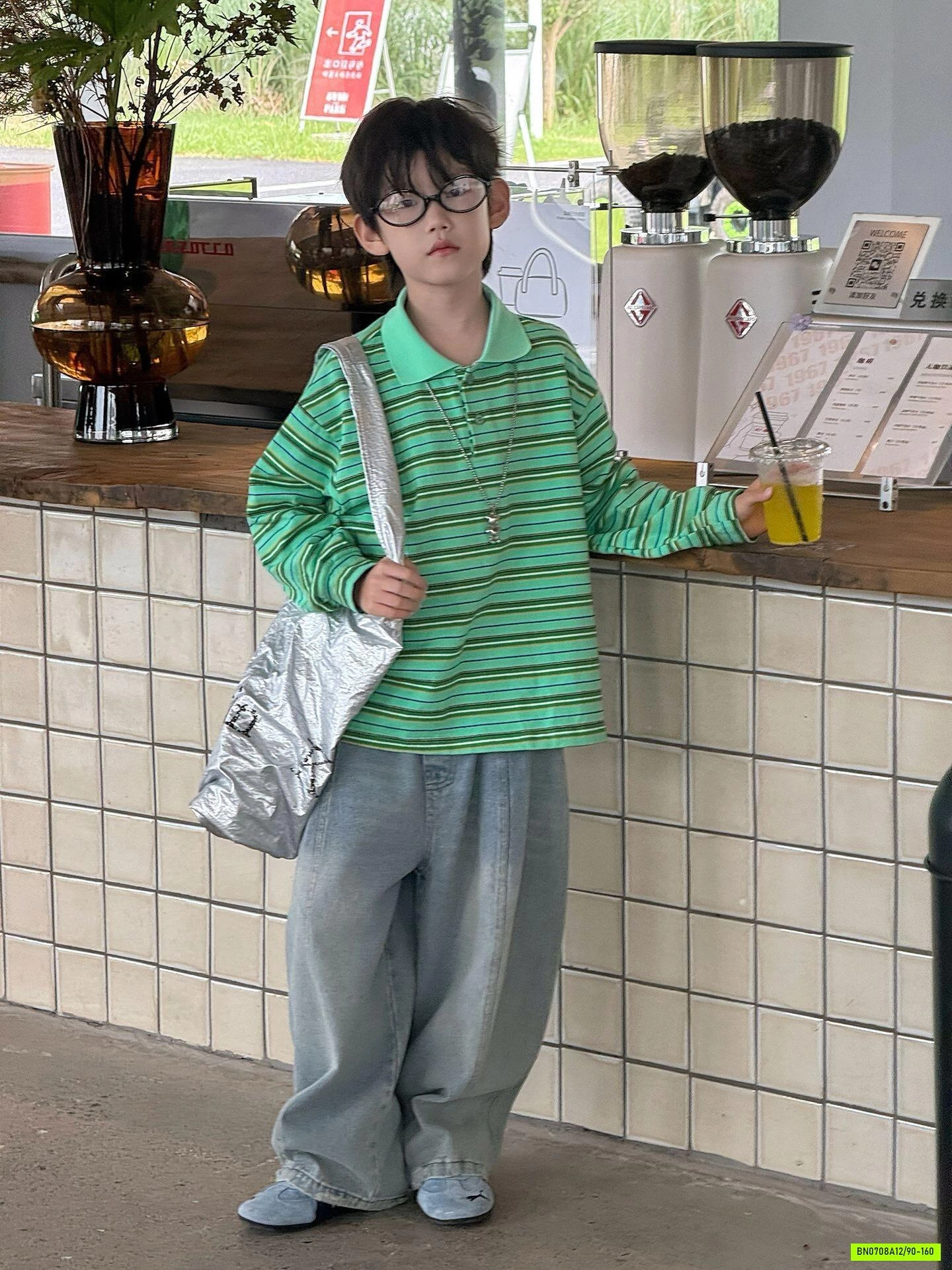 POLO XANH KẺ MSHOPKIDS