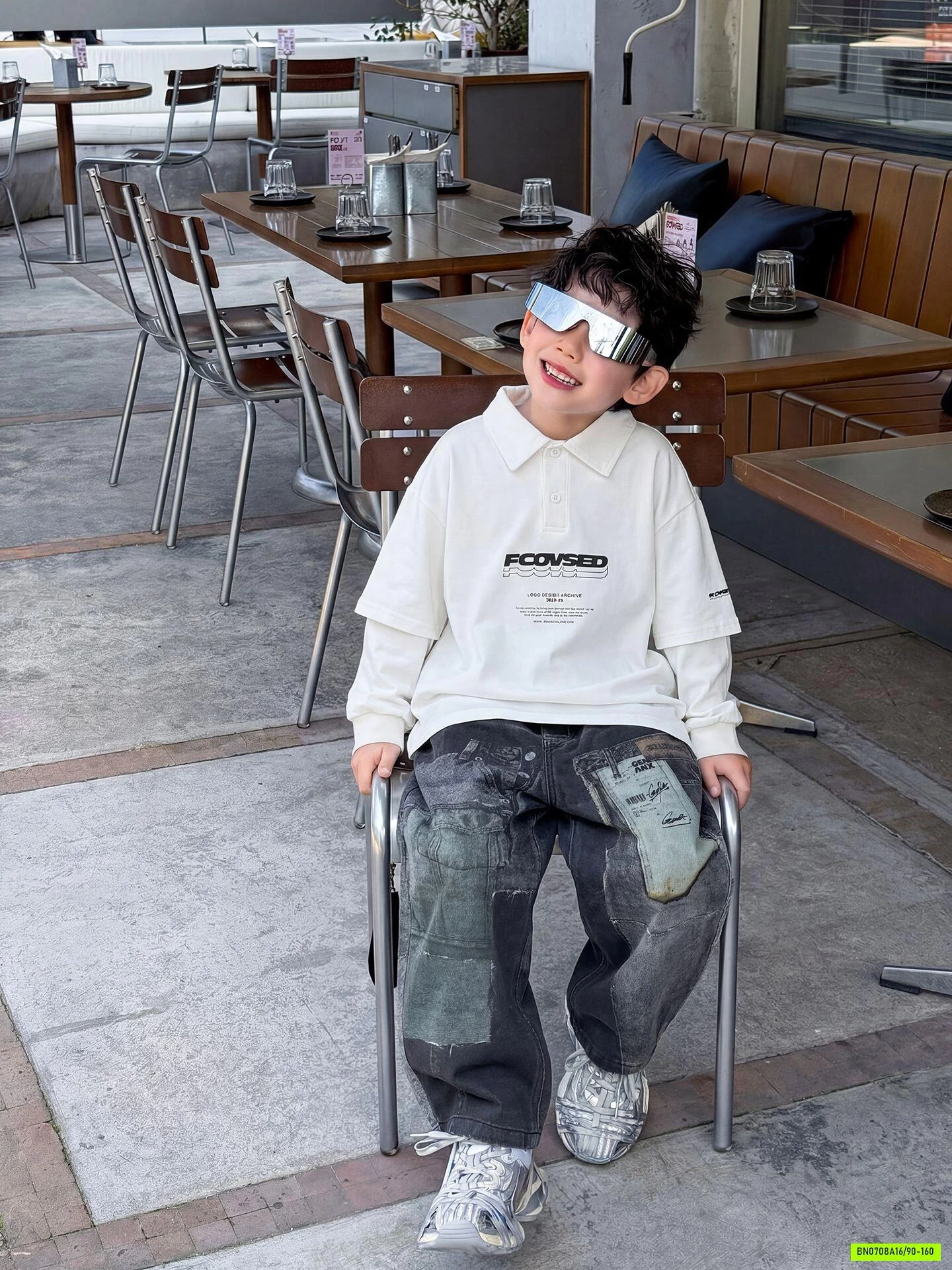 POLO TRẮNG TAY NỐI MSHOPKIDS