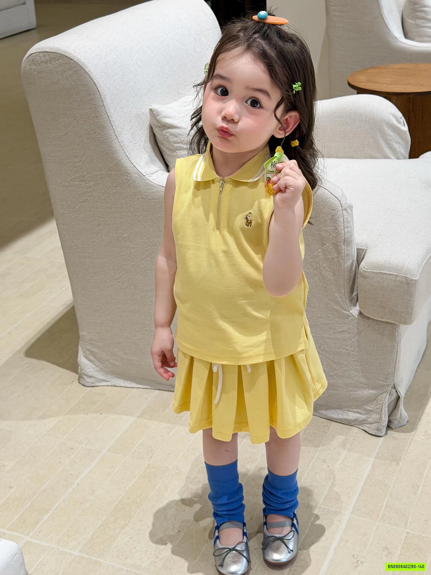 SÉT VÁY POLO VÀNG XẾP LY