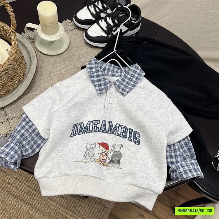 ÁO NỈ GIẢ 2 LỚP TAY CARO