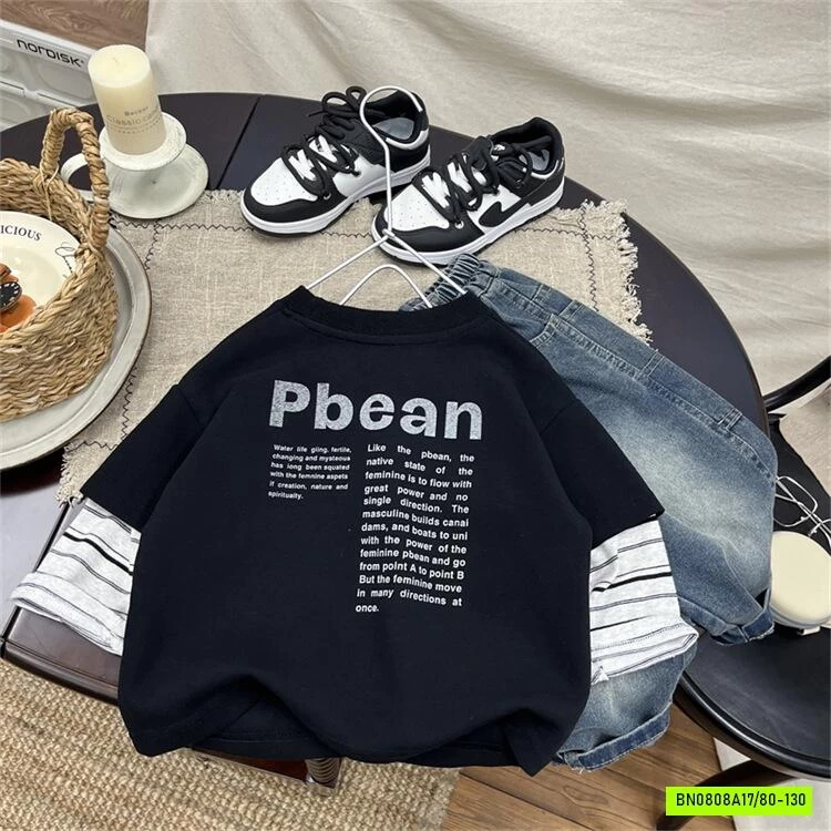 ÁO THUN CÚN ĐEN GIẢ 2 LỚP