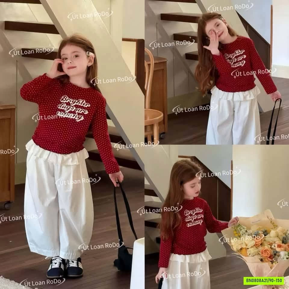 ÁO THUN ĐỎ CHẤM BI LANMOMO