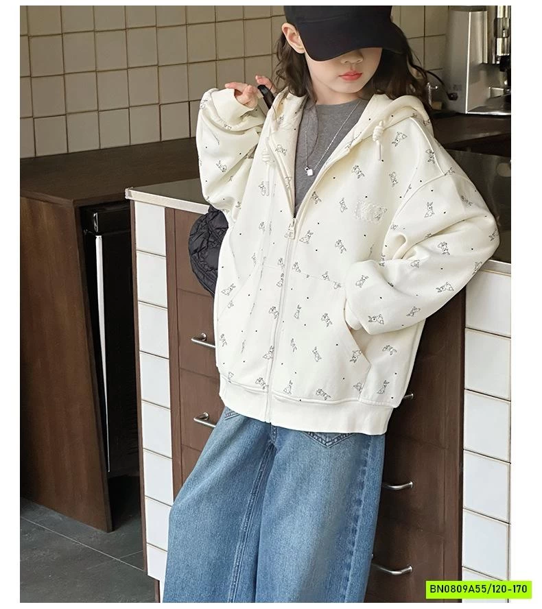 KHOÁC COTTON LIỀN MŨ IN GẤU