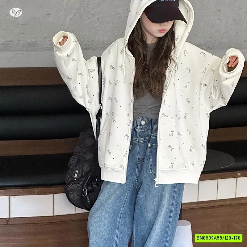 KHOÁC COTTON LIỀN MŨ IN GẤU