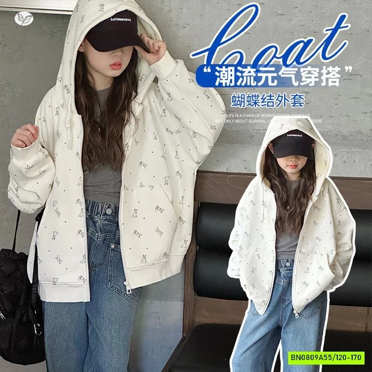 KHOÁC COTTON LIỀN MŨ IN GẤU