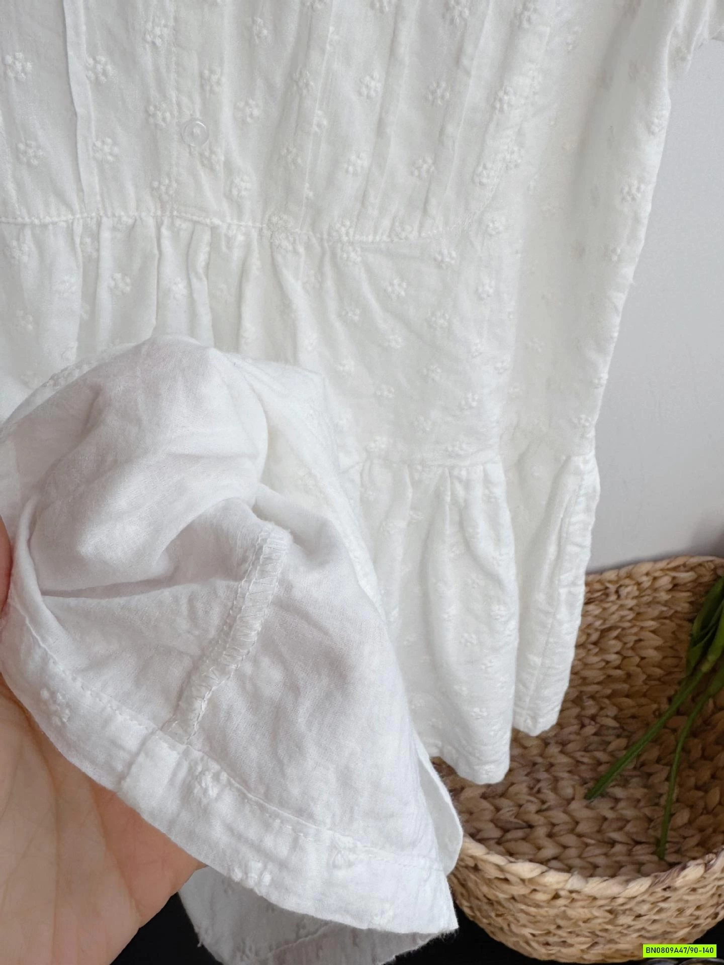 ĐẦM TAY BỒNG CỔ SEN THÊU NỔI