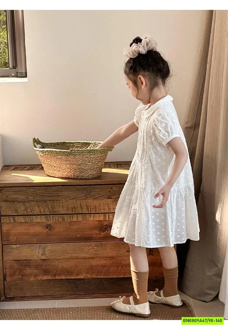 ĐẦM TAY BỒNG CỔ SEN THÊU NỔI