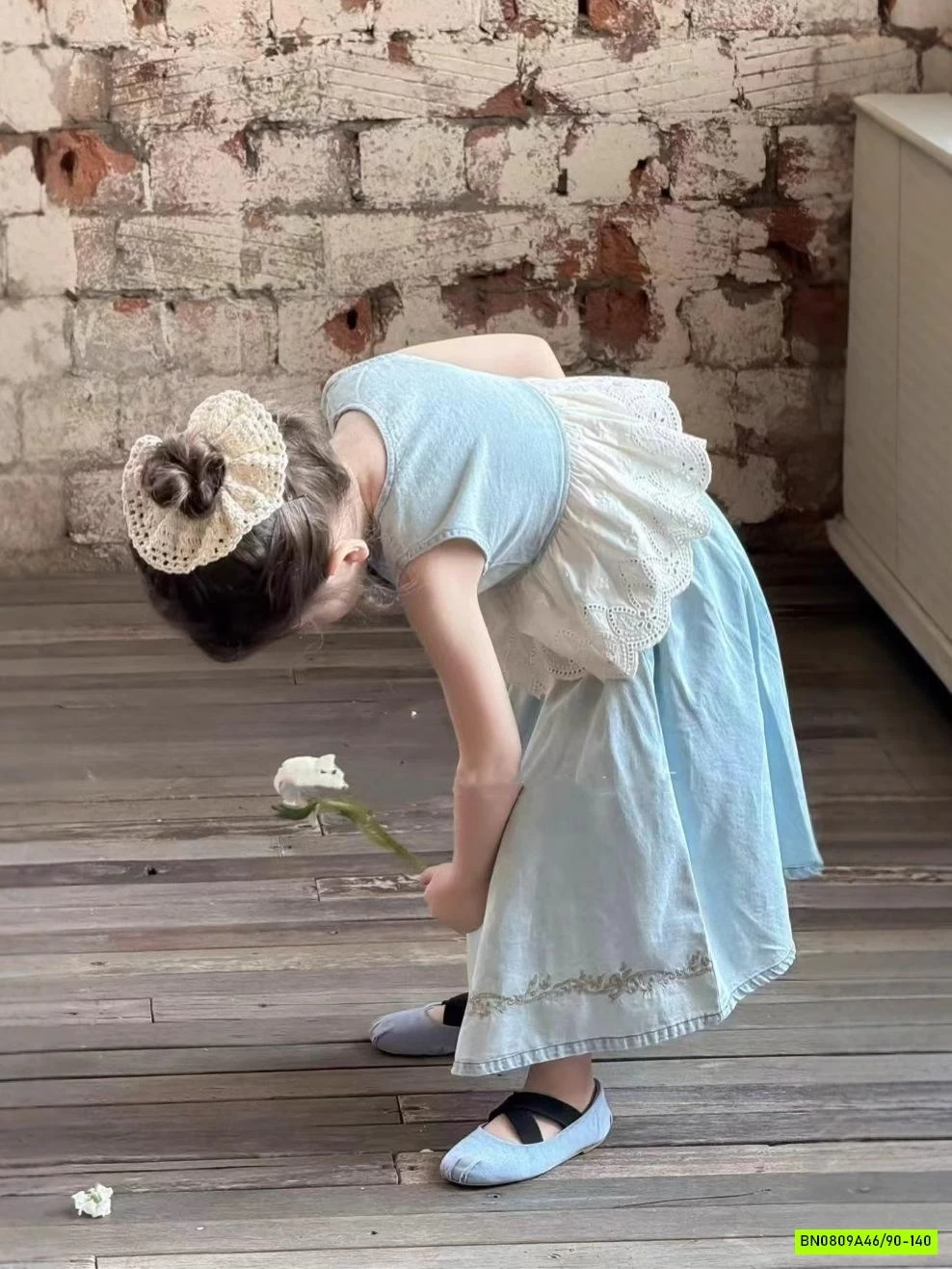 SÉT DENIM PHỐI REN QUẦN VÁY BÁNH BÈO