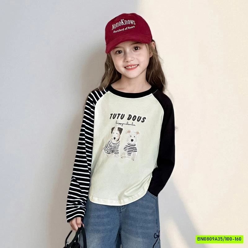 ÁO THUN PHỐI MÀU TAY BÉ GÁI SZ ĐẠI