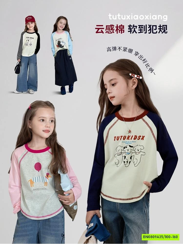 ÁO THUN PHỐI MÀU TAY BÉ GÁI SZ ĐẠI