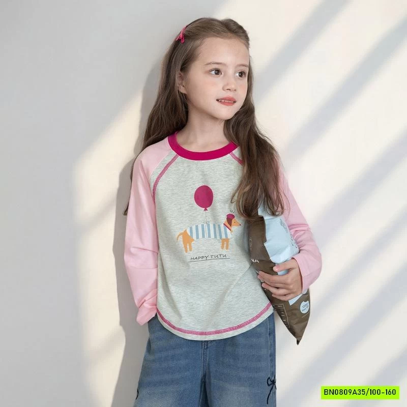 ÁO THUN PHỐI MÀU TAY BÉ GÁI SZ ĐẠI