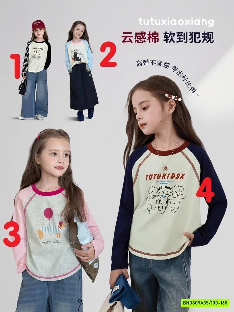 ÁO THUN PHỐI MÀU TAY BÉ GÁI SZ ĐẠI