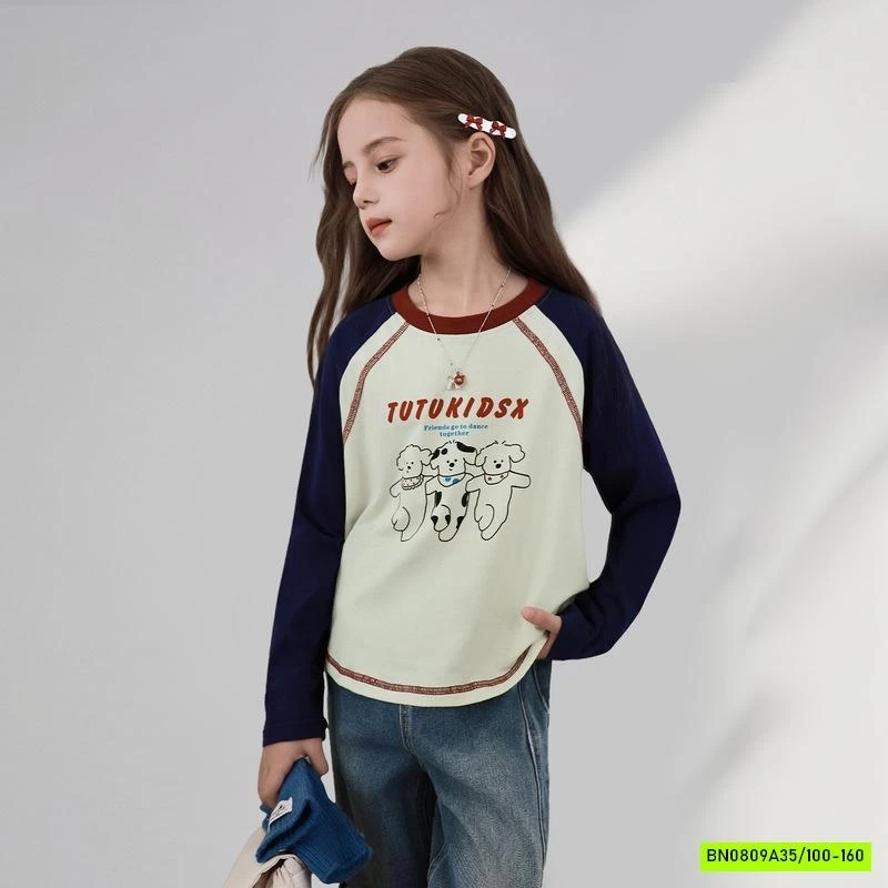 ÁO THUN PHỐI MÀU TAY BÉ GÁI SZ ĐẠI