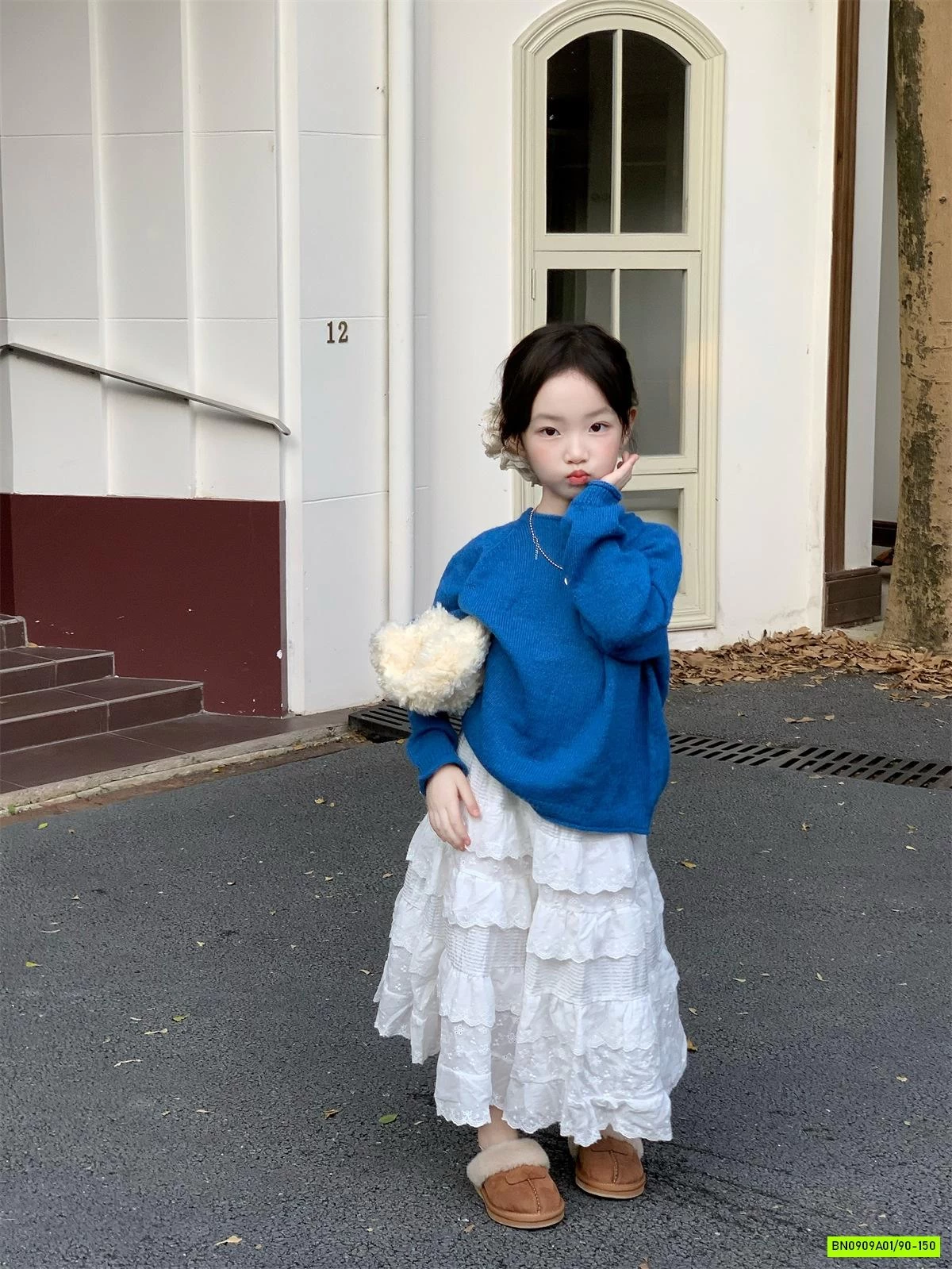 ÁO LEN XANH COBAN MIX CV TRẮNG