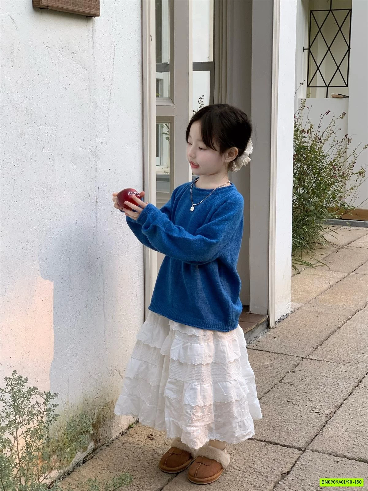 ÁO LEN XANH COBAN MIX CV TRẮNG