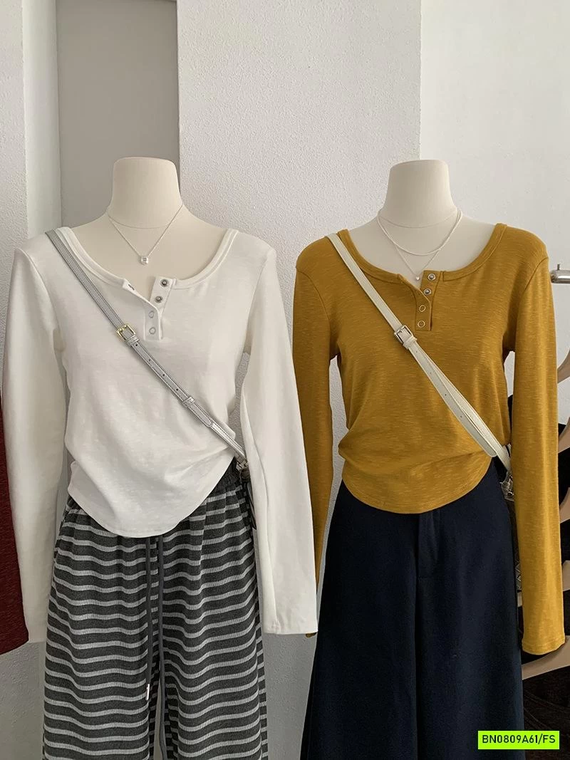 ÁO THUN XƯỚC RÚT EO CỔ TRÒN