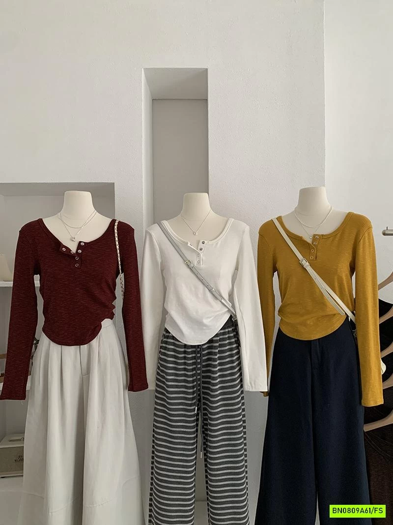 ÁO THUN XƯỚC RÚT EO CỔ TRÒN