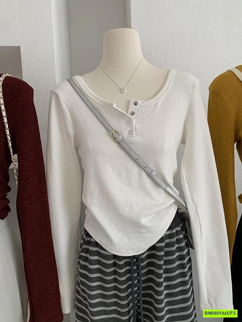 ÁO THUN XƯỚC RÚT EO CỔ TRÒN