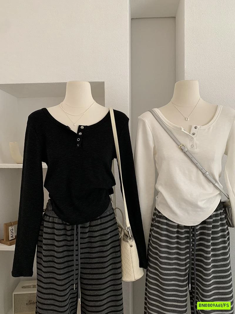 ÁO THUN XƯỚC RÚT EO CỔ TRÒN