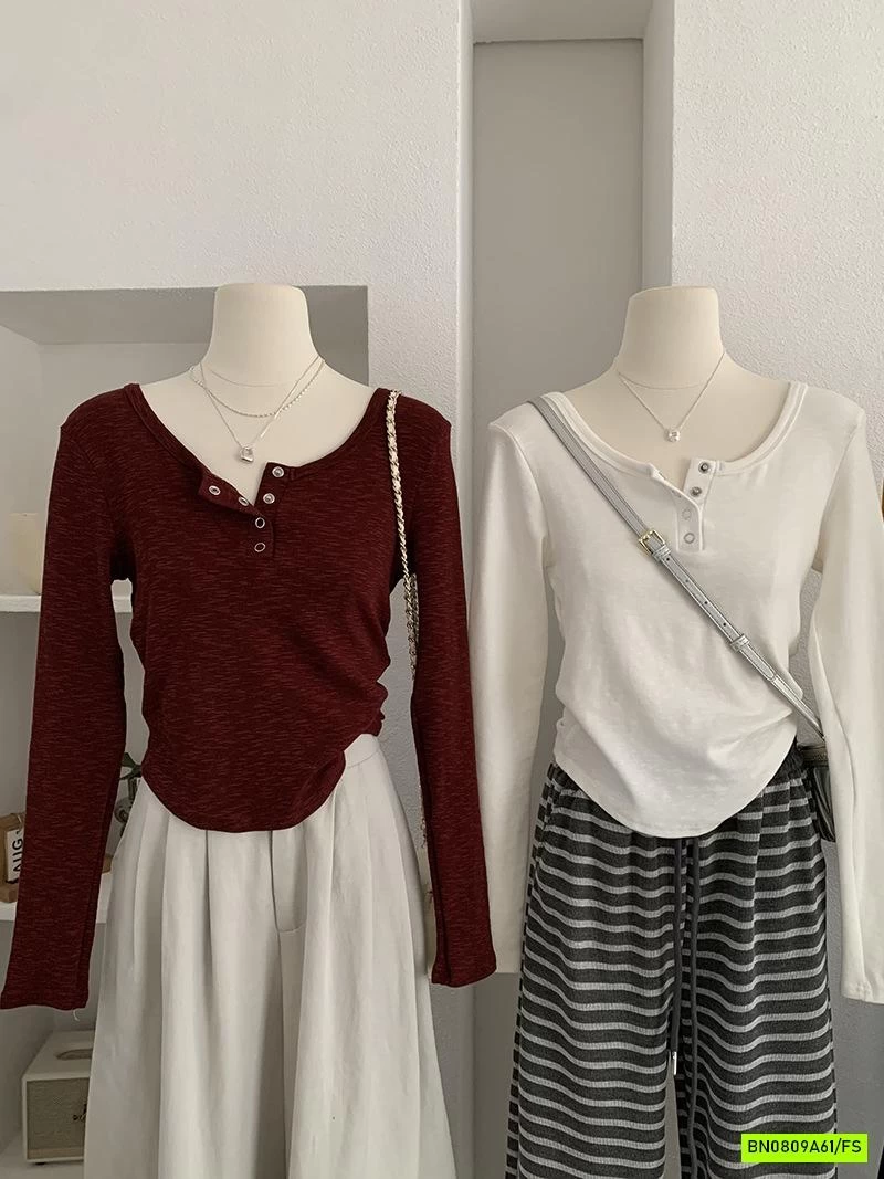 ÁO THUN XƯỚC RÚT EO CỔ TRÒN