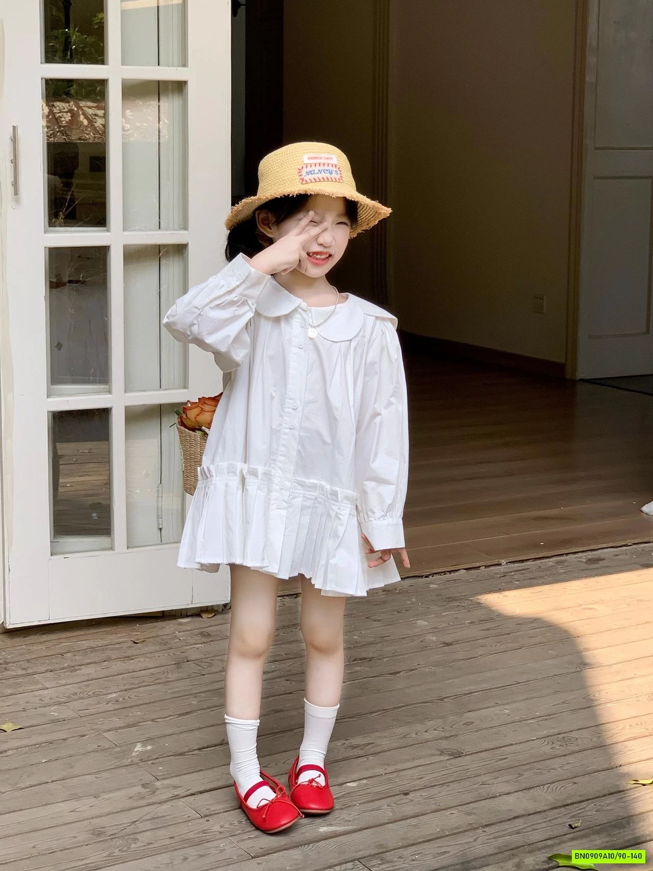 ĐẦM SƠ MI BABYDOLL TRẮNG CỔ SEN