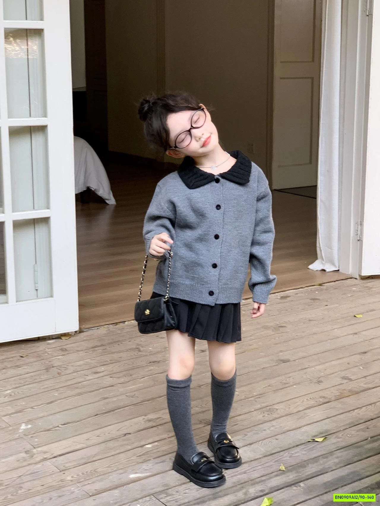 KHOÁC LEN XÁM MIX CV XẾP LY