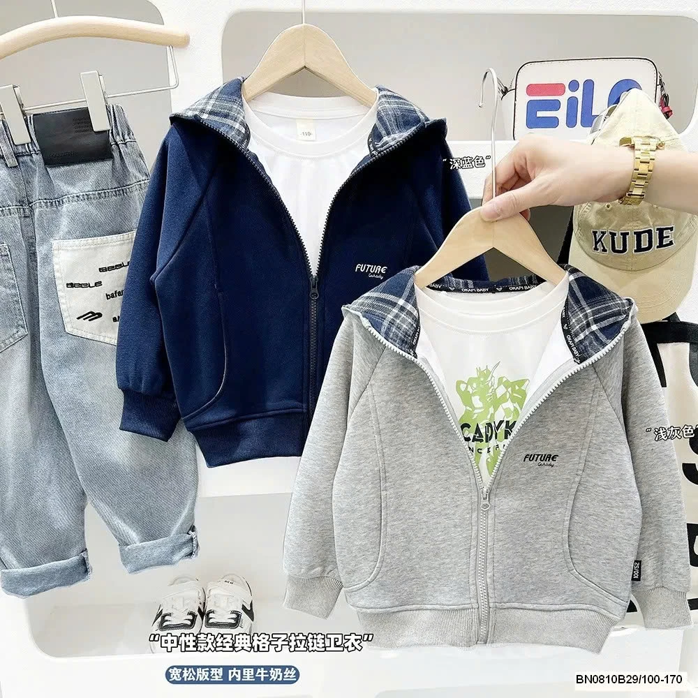 ÁO KHOÁC NỈ KÉO KHÓA LIỀN MŨ