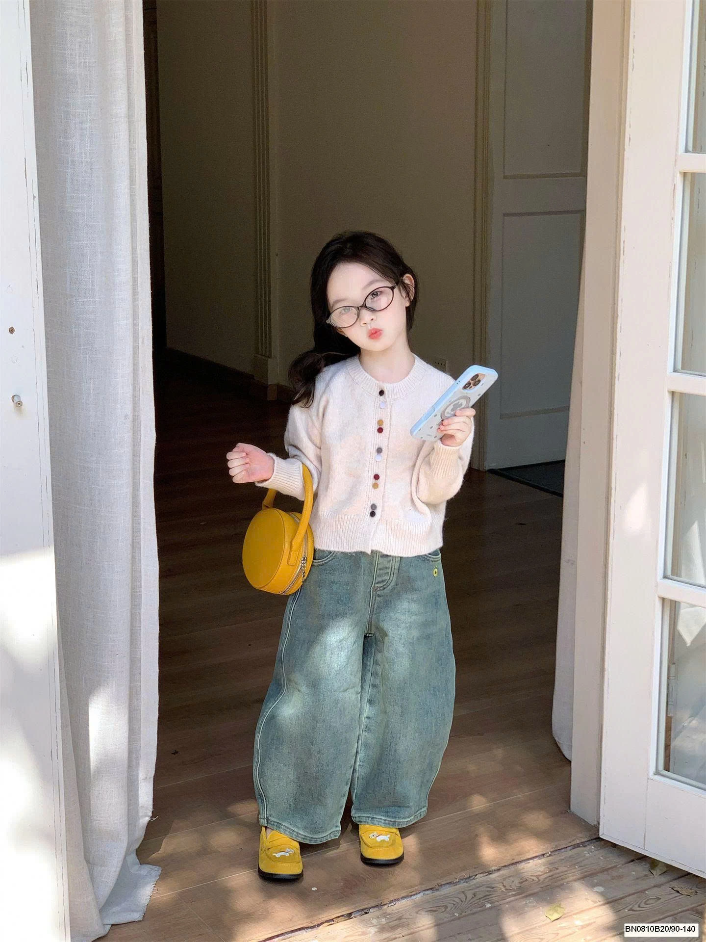 SET ÁO KHOÁC LEN MIX QUẦN JEAN ỐNG RỘNG