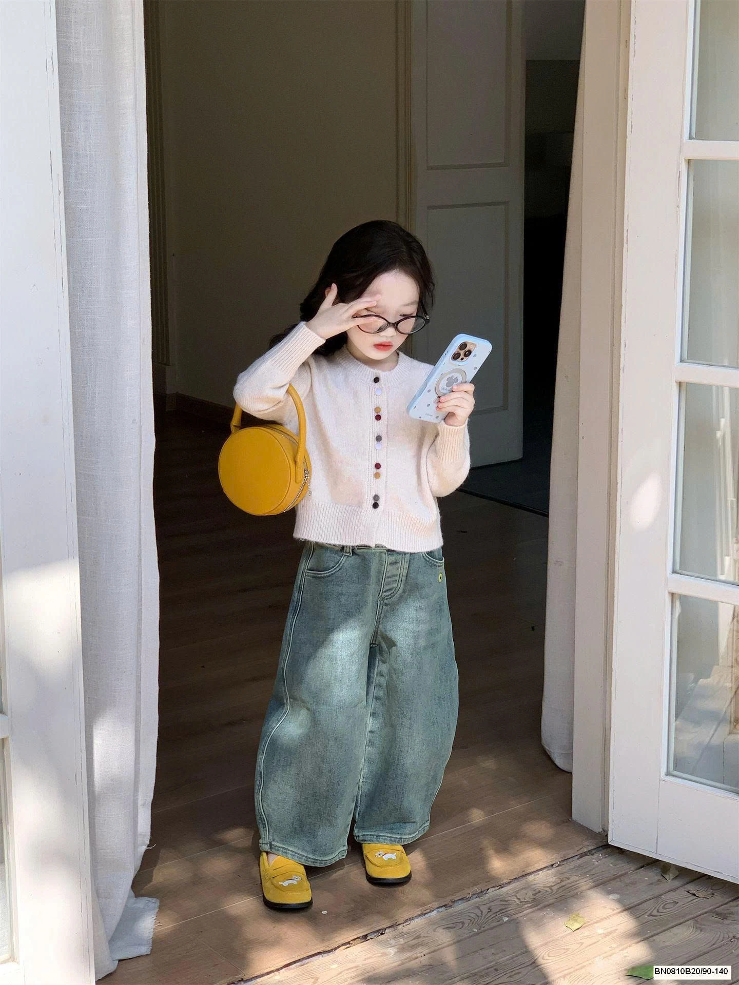 SET ÁO KHOÁC LEN MIX QUẦN JEAN ỐNG RỘNG