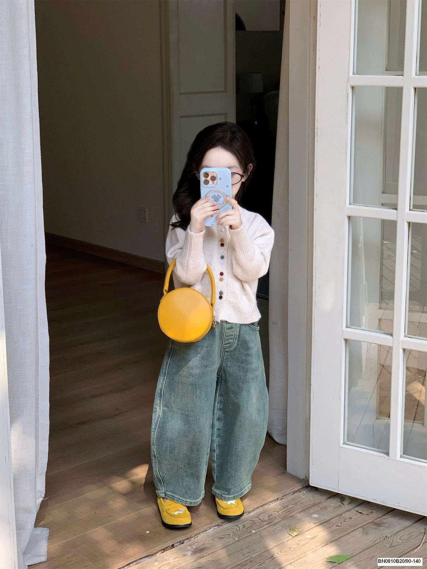 SET ÁO KHOÁC LEN MIX QUẦN JEAN ỐNG RỘNG