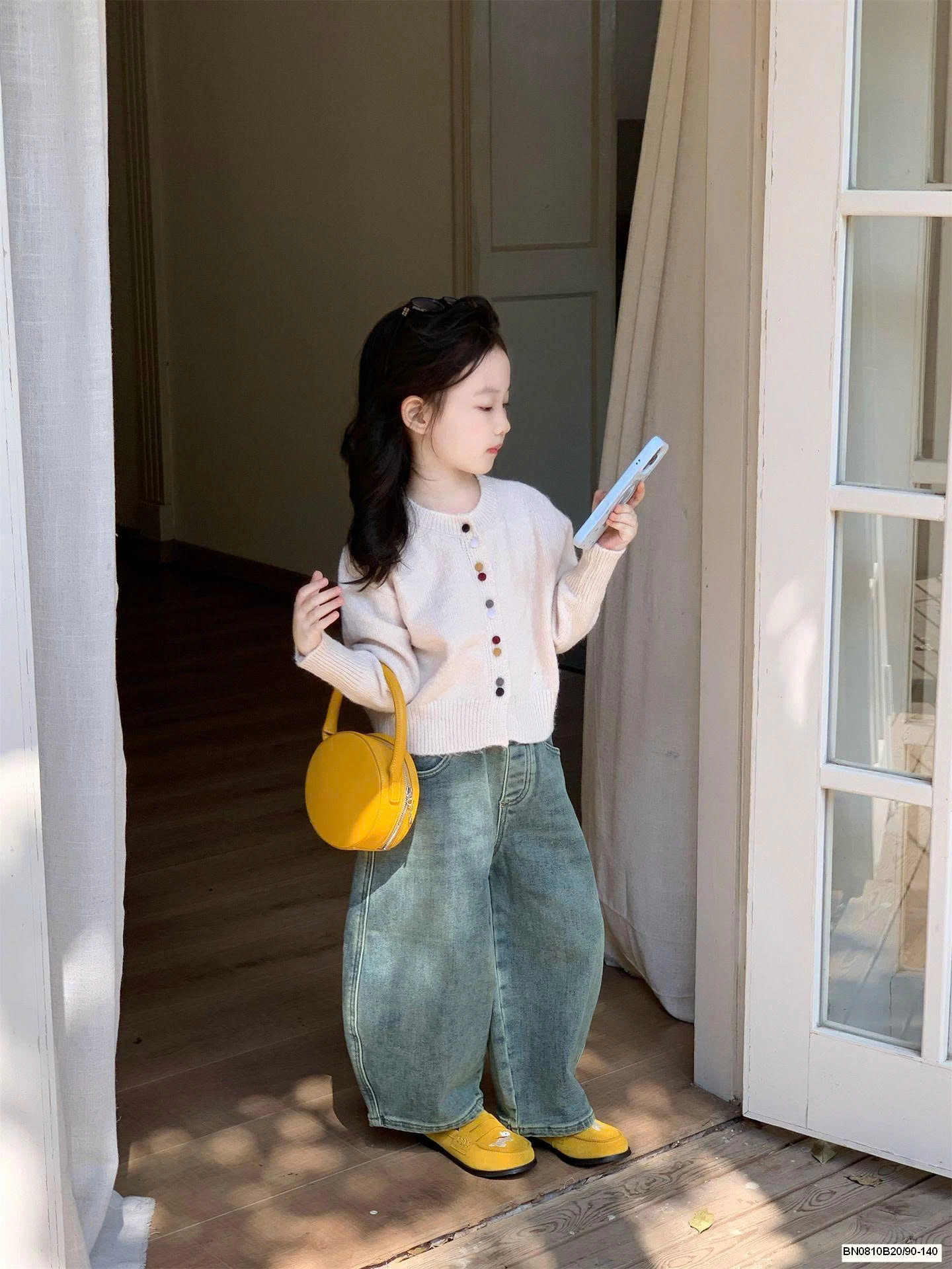 SET ÁO KHOÁC LEN MIX QUẦN JEAN ỐNG RỘNG