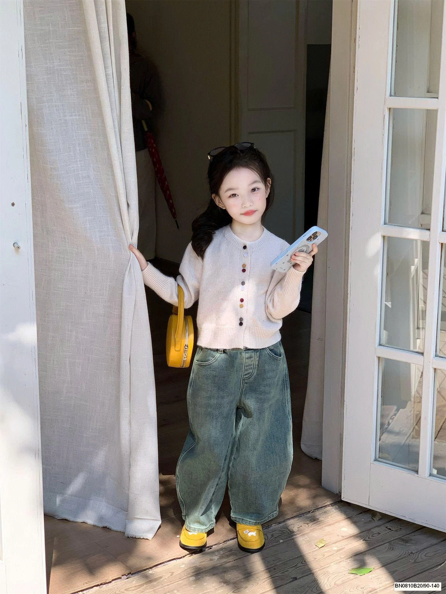 SET ÁO KHOÁC LEN MIX QUẦN JEAN ỐNG RỘNG