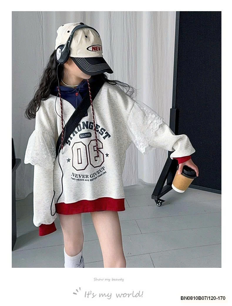 ÁO NỈ HỌA TIẾT SỐ 06 PHỐI REN BG