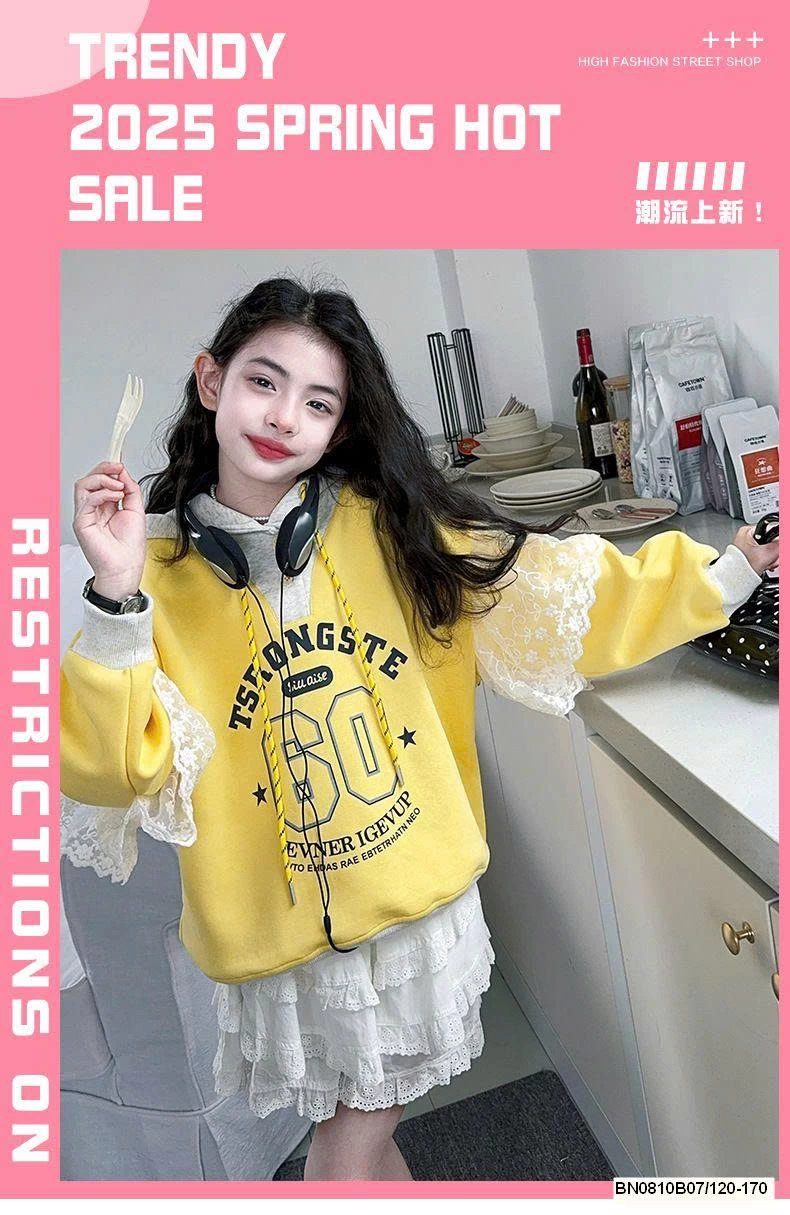 ÁO NỈ HỌA TIẾT SỐ 06 PHỐI REN BG