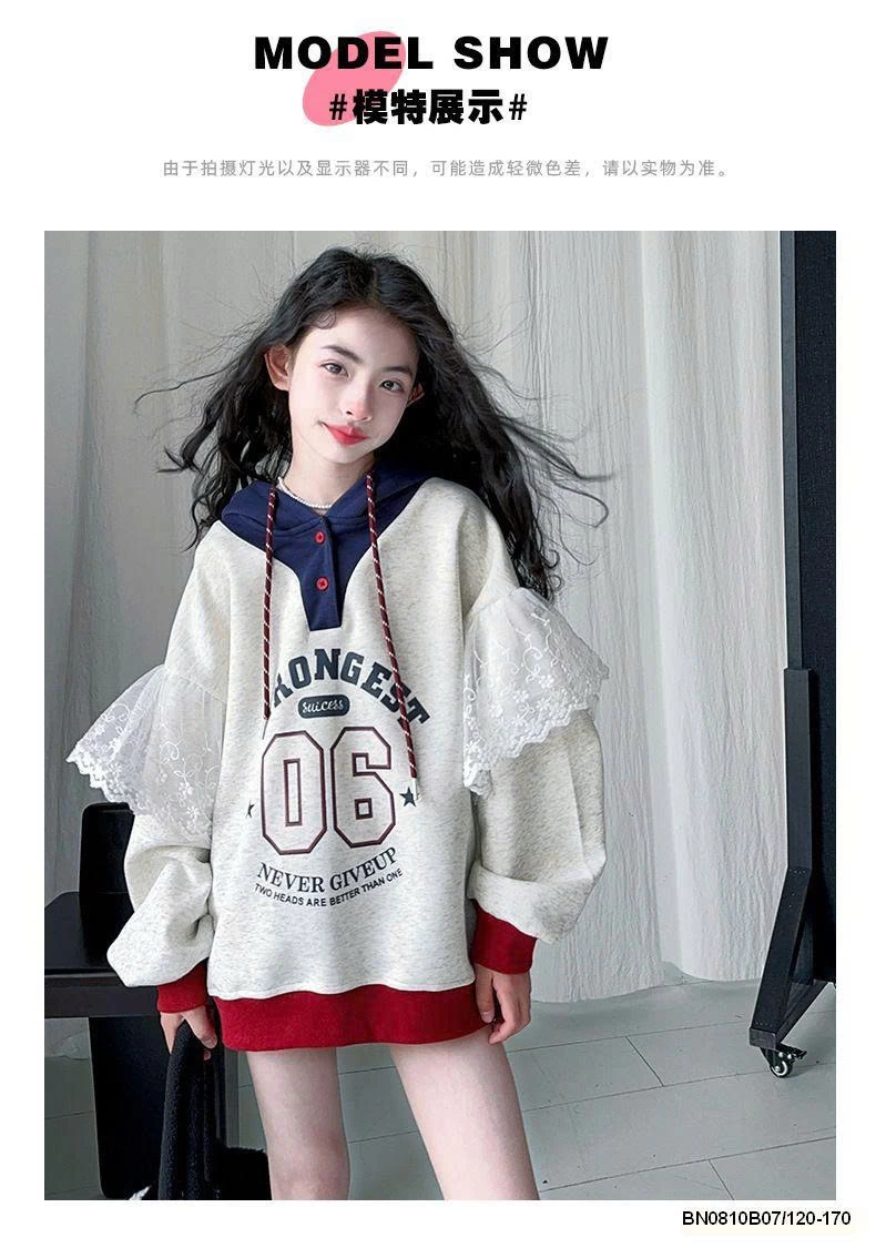 ÁO NỈ HỌA TIẾT SỐ 06 PHỐI REN BG