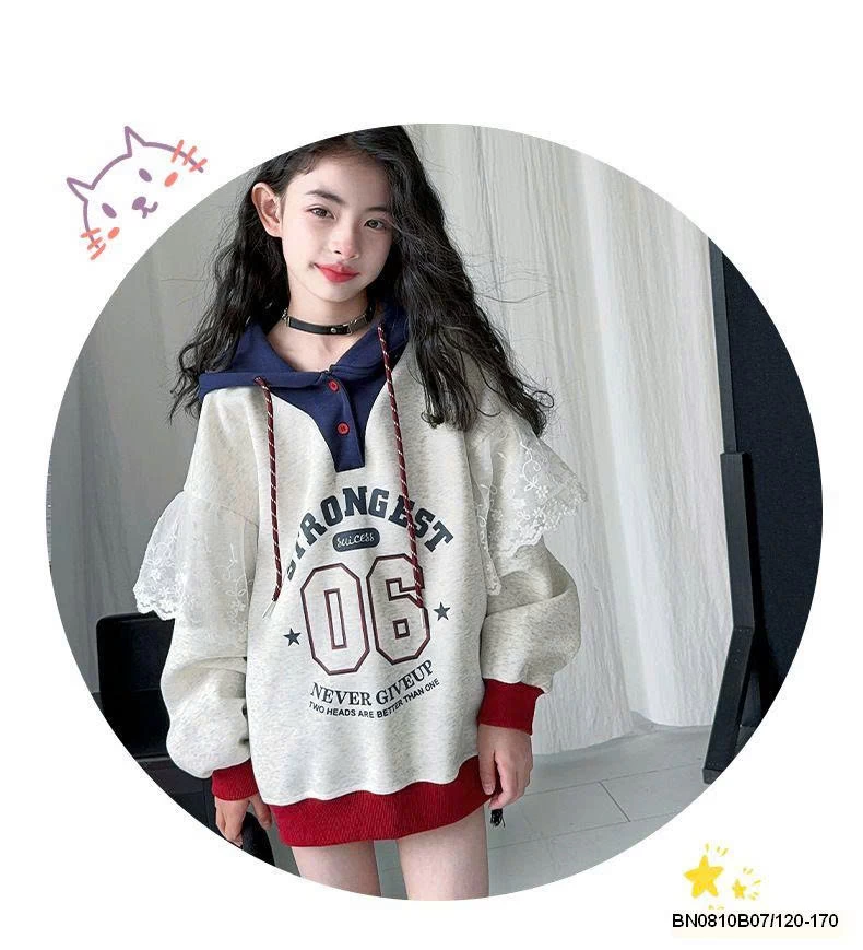 ÁO NỈ HỌA TIẾT SỐ 06 PHỐI REN BG